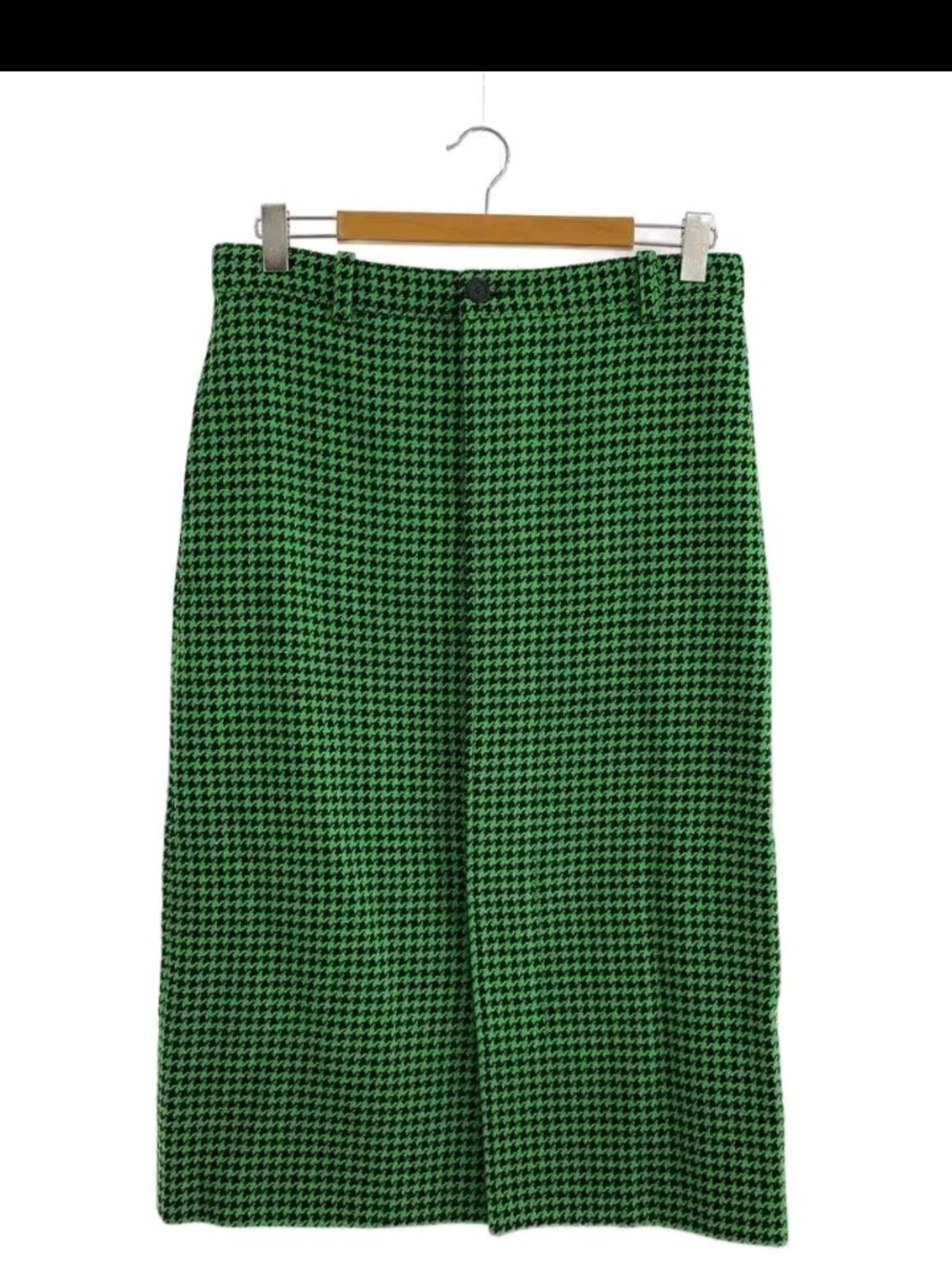 Balenciaga Green Houndstooth Midi Skirt